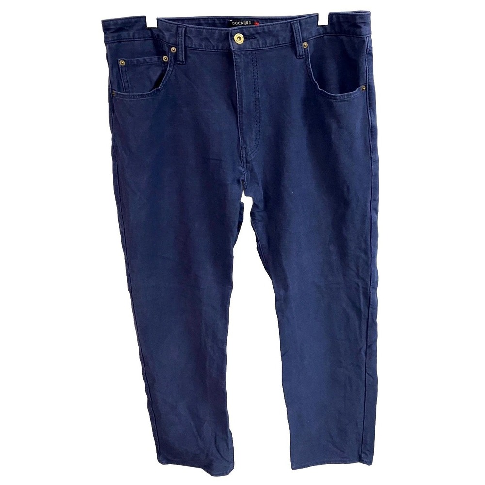 Dockers Smart 360 Knit Jeans Mens 36 Blue Denim Cotton Dark Wash Straight Leg
